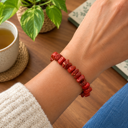Pulseira Chips de Jaspe Vermelho