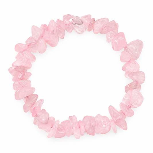 Pulseira Chips de Quartzo Rosa